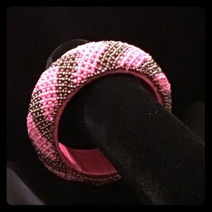 Pink and gold large beaded bracelet